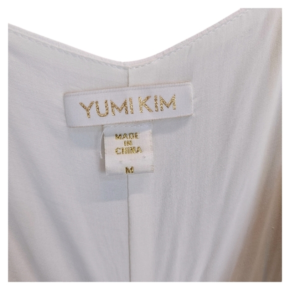 Yumi Kim Striped V-Neck Wrap Full Length Maxi Dress Medium White Spaghetti Strap - Picture 13 of 14